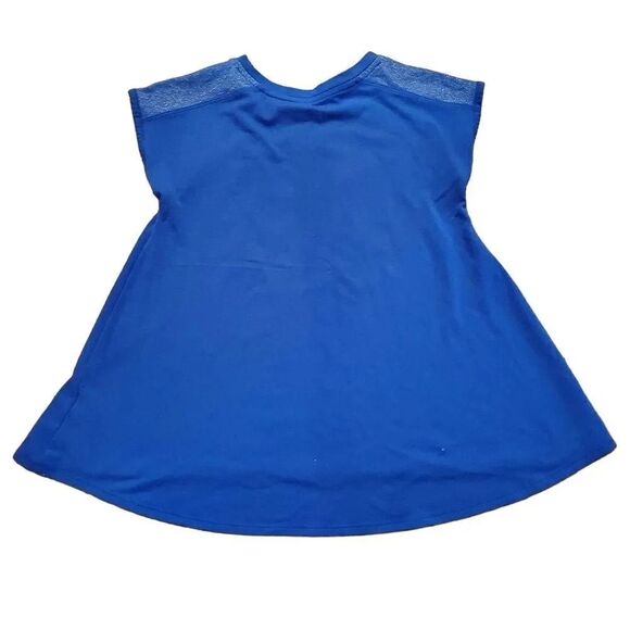 Cat & Jack Girls Blue Future Focused Cap Sleeve Top - Size 7/8 - Picture 2 of 4